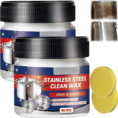 Frontaley - Pasta detergente 3 in 1 per pulizia in acciaio inox, nanotecnologia, rimuove grasso, graffi e macchie, per elettrodomestici, lavelli e pentole (2 pezzi)