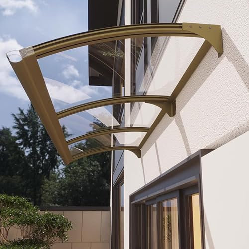 Marquise de Porte Exterieur Grand Auvent De Porte D'entrée, Abri Anti-Pluie, Auvent D'extérieur avec Cadre en Polycarbonate Transparent Et Aluminium, Facile À Assembler(100x70cm/39 x28)