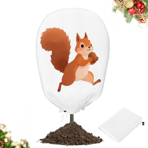 PATWING Voile Hivernage Plante Exterieur, 80g/㎡, Housse Hivernage Plante Exterieur, Protection Arbre Hiver, Réutilisable pour Plantes en Pot, Olivier, Palmiers (120 * 180cm, Écureuil)