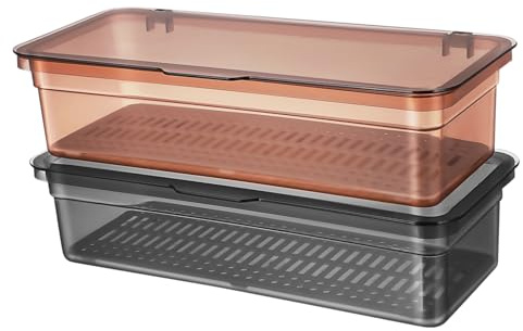 OFFSCH Organizador de Cubiertos de Encimera de Plástico Rosa, 2 Piezas | Escurridor Cubiertos, con Tapa y Bandeja de Drenaje, para Cajones y Almacenamiento Instantáneo