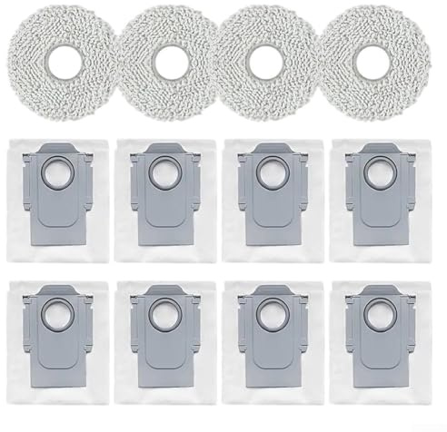 Zhanhai Juego de 12 bolsas de repuesto para robot aspirador Roborock QV 35A / QR 798 / QR 598, accesorios de piezas de aspiradora, 4 paños de fregona, 8 bolsas de polvo