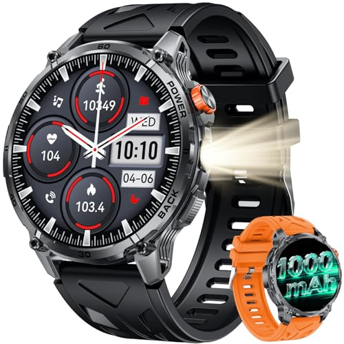 Orologio Smartwatch Uomo Smart Watch: 1.85 Fitness Orologi Intelligente con Chiamata Bluetooth 5.3 Sonno Cardiofrequenzimetro SpO2 Contapassi 100+ Modalità Sportive Compatibilità Android iOS Silicone