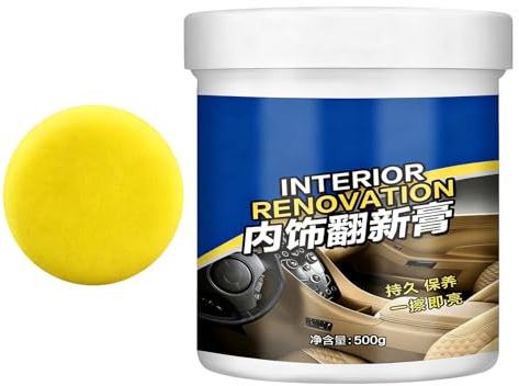 Generico Detergente per Interni Auto - Cura 'Auto | Detergente per Interni Auto - Crema per La Cura E Il Restauro da 500 G di Pelle, E Tessuto, Dona Lucentezza E Protezione A Sedili, Cruscotti, Vo