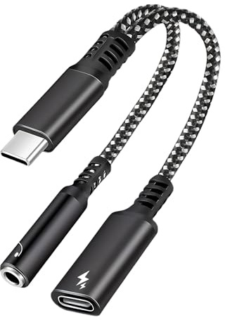Adaptateur USB C Jack 3.5mm avec Charge Rapide PD 60W, 2 en 1 Type C vers Aux Adattatore pour iPhone 16 15 Pro Max Samsung S24 S23 Ultra Google Huawei Qualité Sonore Haute Fidélité