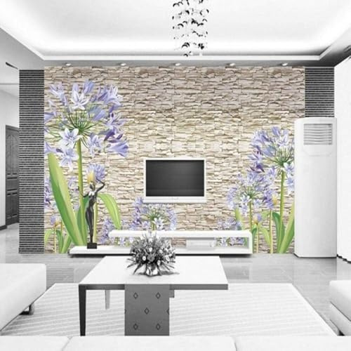 Fresco Colorido Lavanda Retro Pared De Ladrillo 3D Papel Pintado Tapiz Textura de Seda Oficina Comedor Sofá Dormitorio Sala Estar TV Fondo Pantalla-430cm×300cm