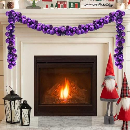 Weihnachtsgirlande, Polystyrol, Traditionelles Design, Weihnachtsdeko, Girlande Weihnachten, Christmas Decorations, für Innen- und Außenbereich, Lila, 186 cm