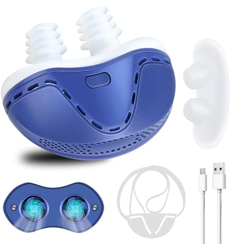 Anti Snoring Devices, Double Vortex Anti Snoring Device, Snoring Solution, Adjustable Wind Speed, Suitable for All Nose Shapes, Stop Snoring Suitable for Men and Women, Blue