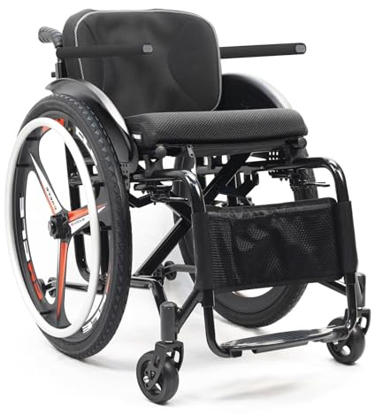 Fauteuil Roulant Pliable Léger, Chaise De Voyage Pliante Tout Terrain, Fauteuil Roulant Muet, Cadre En Alliage D'aluminium, For Adolescents, Adultes, Personnes Âgées, Facile À Ranger(16.5in/42cm)