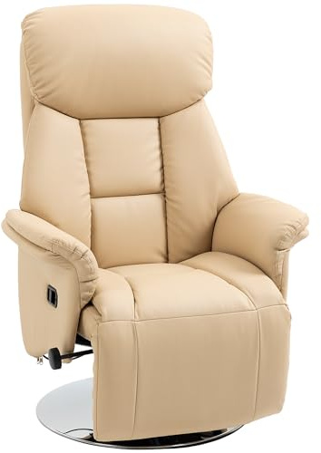 HOMCOM Manual Recliner Chair for Adults Adjustable Swivel Recliner Beige