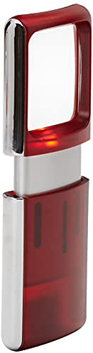 Wedo 2717502 förstoringsglas fyrkantigt (med LED-belysning inklusive batterier, genomskinlig) röd