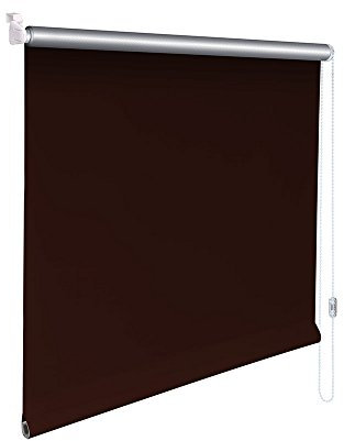 Easy-Shadow Mini-Rollo Thermo Kleberollo Klemmrollo Klemmfix Klebrollo Stoffmaß Breite 65 x 100 cm Höhe in Farbe braun / Minirollo inkl. 2 Stück Klebeplatten und Klemmträger - Rollo zum kleben lichtundurchlässig Verdunkelung Verdunkelungsrollo Kettenzugrollo Seitenzugrollo Mini-Rollo mit Kettenzug und Aluminium Beschichtung - Montage am Fenster ohne zu bohren Easy&Fix montiert - Maßanfertigung