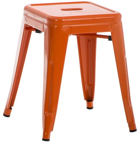 CLP Hocker Armin I Metallhocker stapelbar und pflegeleicht I Stapelhocker bis 200 kg belastbar I Sitzhöhe 46 cm, Farbe:orange