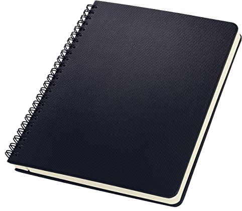 Sigel CO822 Spiralblock A5 kariert schwarz 80 Blatt, sehr stabiler Hardcover-Einband, Einsteckfach, aus nachhaltigem Papier, Conceptum Notizblock