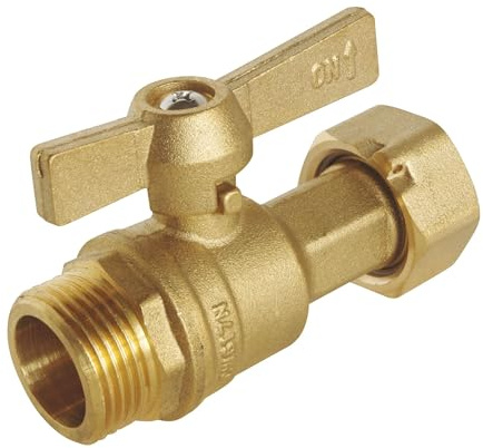 SOMATHERM FOR YOU, Robinet d'arrêt en laiton pour compteur Mâle 3/4, écrou tournant 3/4, manette papillon, étanchéité double joint torique, norme ACS, usage eau potable, facile à installer