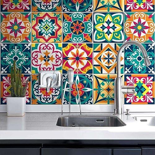 RE-COVERTILES Adesivi Piastrelle Cucina Bagno in PVC 10 Pz 20x20 cm PS00187 | Materiale PVC, Impermeabile, Antigraffio, Decorazione Parete, Peel and Stick, Made in Italy