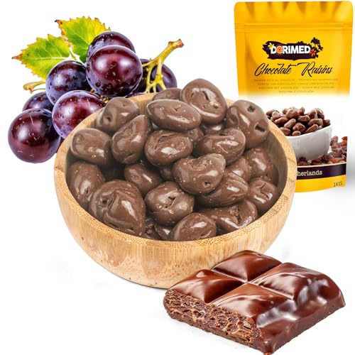 Uvas Pasas con Chocolate con Leche 1kg | Pasas Deshidratadas con Chocolate y Leche | Bombones Dulces de Pasas | Aperitivo o Postre para Picotear | Snack Uvas Desecadas | Dorimed