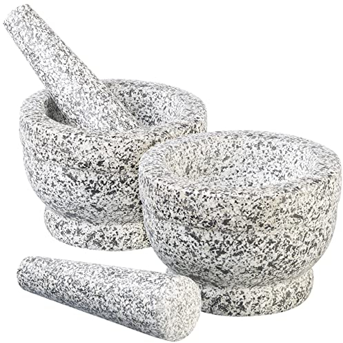 Rosenstein & Söhne Gewürz-Mörser: 2er-Set robuste Mörser mit Stößeln aus natürlichem Granit, Ø je 14 cm (Moerser, Granitmoerser, Pfeffermühle)