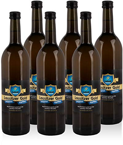 6 x Lausitzer Leinöl - Lausitzer Gold (kaltgepresstes ungefiltertes Premium Leinöl), 6x 750ml