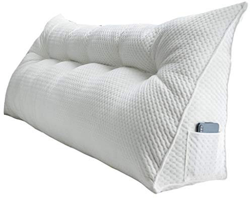 FAPROL Wandkissen Langes Rückenkissen Lesekissen Kopfteilbezug Keilkissen für Bett mit Eisen Kopfteil Samt Warm und weich White 180cm