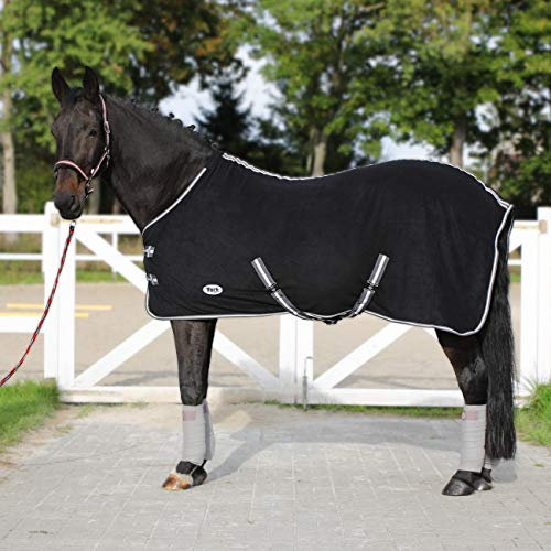 York Polarfleecedecke Abschwitzdecke Fleecedecke Pferdedecke Britta m. Kreuzgurt (125 cm, schwarz)