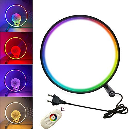 RGB Tischleuchte Nachttischlampe LED Dimmbar Farbwechsel Tischlampe mit Touch Fernbedienung, 15W Smart Schreibtischlampe Leselampe mit Stecker | 2m Kabel für Kinder Schlafzimmer Wohnzimmer, Schwarz