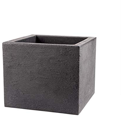 BigDean Pflanzkübel Kubus 50x50 cm groß - Granitstein-Optik in Anthrazit - Für Außen, frostsicher & wasserdicht - XXL Pflanztopf, Blumenkübel, Blumentopf für Terrasse & Balkon