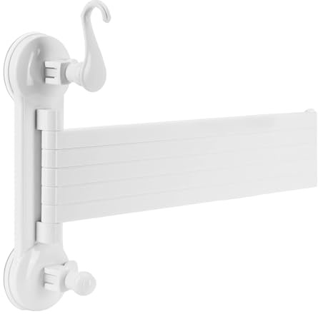 Porte Serviettes 5 Bras Salle de Bain Non Perforant avec Double Ventouse ABS Support Mural Rotatif pour Cuisine et Maison Sans Perçage