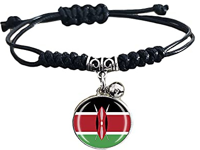 Geflochtenes Armband mit Kenia-Flagge, verstellbar, Nylonkette, Kristallarmband, Souvenir, modisch, handgefertigt, für Mann und Frau, besonderes Geschenk
