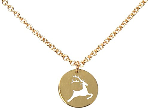 DAHEIM Halskette Hirsch - filigrane Kette Rentier mit Geweih für Damen und Frauen, Heimat-Schmuck Tracht aus Edelstahl (silber-farben oder vergoldet) DHK299