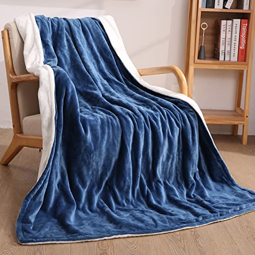 CURECURE Coperta Riscaldante Elettrica in Morbida Flanella con 4 Livelli di Calore e 6 Ore di Spegnimento Automatico 130 x 180 cm, Coperta Riscaldante Veloce, Interruttore Rimovibile Lavabile – Blu