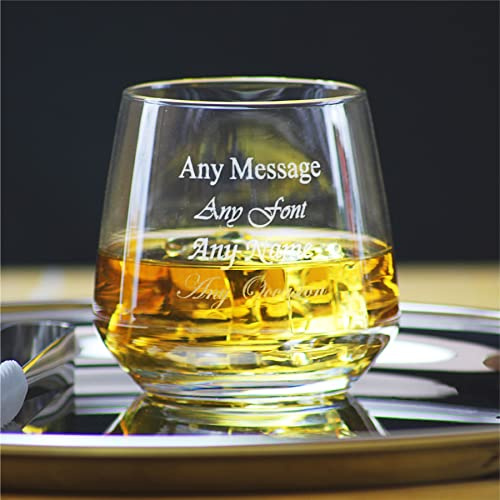 Vaso de whisky cónico grabado personalizado de 345 ml con cualquier mensaje