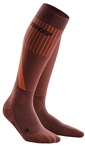 CEP - Merino Skisocken Herren mit Kompression, Ski Touring Kompressionsstrümpfe dunkel orange, Gr. V, XL, Lange Skistrümpfe aus Merino - für warme und trockene Füße auf langen Skitouren