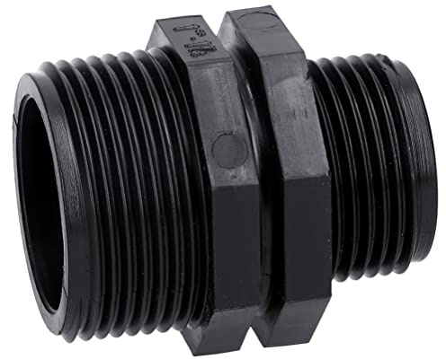 Reduziernippel 1 1/4 auf 1 Zoll - Adapter Doppelnippel Reduzierstück | Fitting für Garten und Pooltechnik - Rohrverbinder Polypropylen - Außengewinde ISO 228/1 - PN 10 Druckstufe - 56mm lang