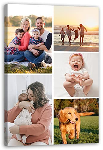 LZIMU Bild auf Leinwand Foto collage Multi Fotos Kunstdrucke Upload Ihr Bild Auf Leinwand Persönliches Kunstdruck Personalisierte Geschenk Wandbildere(6, Gerahmt)