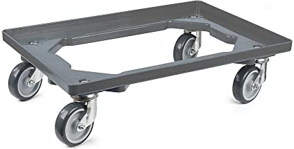 Mega Deal | 2X Proregal Transportroller mit Gummiräder grau | HxBxT 15x60,7x40,7cm | Offen | 4 Lenkrollen