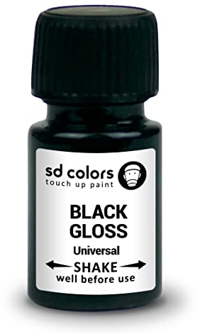 SD COLORS PEINTURE DE RETOUCHE UNIVERSELLE NOIR BRILLANT 15 ml pour réparer les éclats de pierre, les rayures, les voitures, les vélos, les roues en alliage
