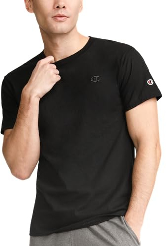 Champion Men's Classic Short Sleeve T-Shirt, Standard Fit, Midweight 100% Cotton, Available in Regular and Big & Tall, Black, 4X-Large Tall