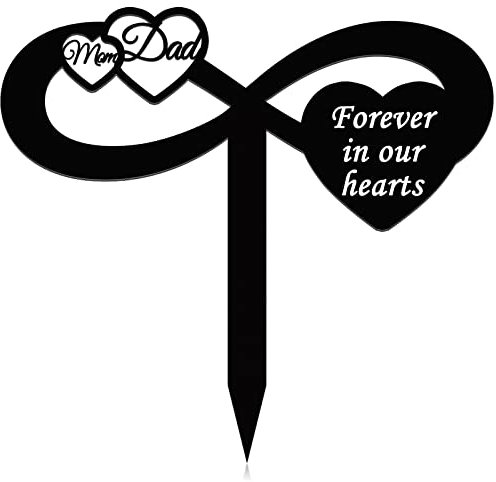Wesiti Memorial Stakes Grave Decorations for Cemetery Mom Dad Grave Plaque Stake Markers Heart Memorial Plaques Metal Sympathy Garden Stake Waterproof Grave Stake Cemetery Decorations for Parents
