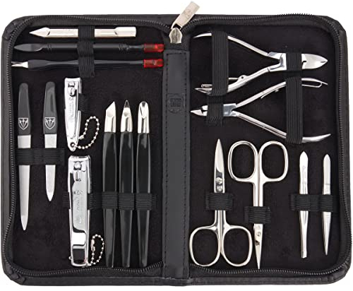 3 Swords Germany – kit manucure pédicure soin des ongles cuir veritable - qualité marque