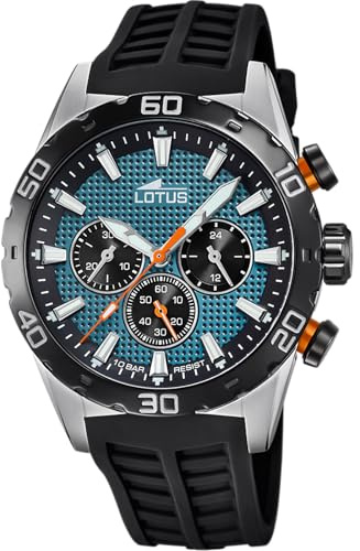Lotus Herren Analog Uhr Schwarzes Kautschuk - Quarz - Chronograph - Mineralglas - 10 ATM Wasserdicht 18677/F Special Prices