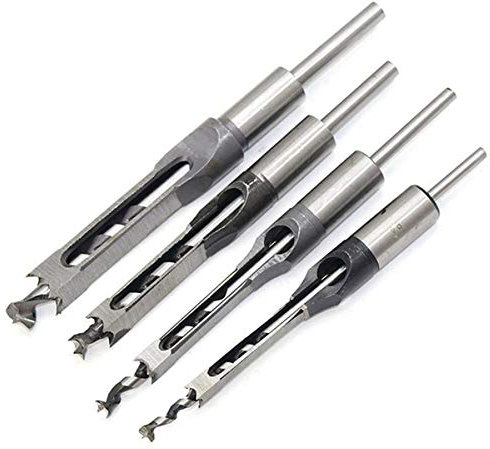 Twist Drill Bits Square Auger Mortising Chisel Drill Set Square Hole Woodworking Drill Tools Kit Set Extended Saw 12.7mm