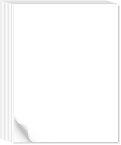 L LIKED 30 Printable White Sticker Paper Full Sheet Label, Matte, 8.5 x 11 for Laser & Inkjet Printing (30 Sheets)