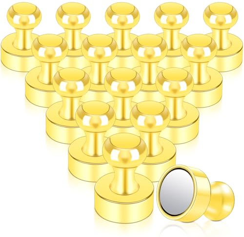 Starke Magnete, Neodym Magnete Extra Stark 16 Stück Mini Magnet für Kühlschrank, Magnettafel, Kegelmagnete, Stecktafel, Pinnwand Kleine Magnet für Whiteboard Büro Kühlschrankmagnete, Gold