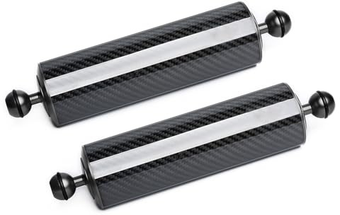LetonPower Bras Flottant sous-Marin de 10 en Fibre de Carbone, Bras Aquatique, Double Bras Flottant à Bille de 1'', système d'éclairage pour la plongée, Plateau, lumière vidéo/Stroboscope (2pack)