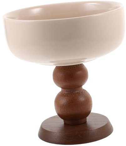 Cabilock Hochfüßiger Dessertbecher Für Eis Pudding Und Desserts Kreativer Servierbecher Mit Holzsockel Für Zuhause Cafés Und Restaurants
