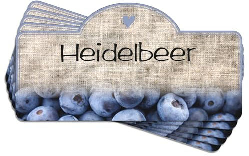 Apoidea – Marmeladen Etiketten selbstklebend 36 Stück/hochwertige Etiketten für Marmeladengläser/Aufkleber Marmeladengläser/Etiketten selbstklebend Marmelade - Heidelbeer