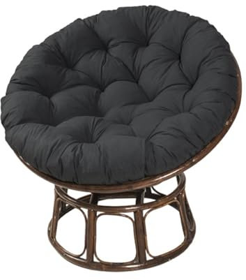 Hiseng Papasansessel Kissen Sitzauflage, Rundes Papasan Stuhlkissen, Rundes Dicke Stuhlkissen Bequem & Weich Sitzkissen Hängesessel für Indoor Outdoor Garten Stuhlauflage (130cm,Schwarz)