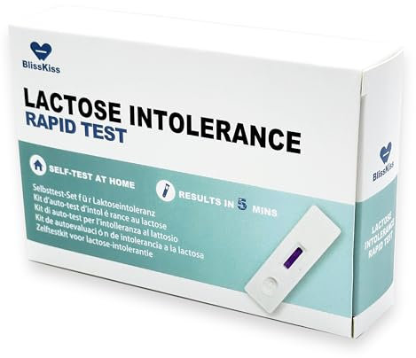 Kit per il Test dell'Intolleranza al Lattosio BlissKiss - Test Rapido e Accurato da Effettuare a Casa per Neonati e Adulti, Istruzioni Multilingue, Risultati in 5 Minuti, Processo Facile in 3 Passaggi