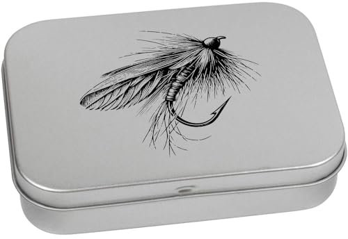 Azeeda 110mm 'Fishing Fly' Metal Hinged Tin/Storage Box (TT00244576)