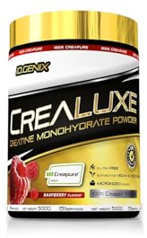 iO.GENIX - Crealuxe | Creatina | Creapure | 500g | Polvo Micronizado | Gluten Free | Apta para Veganos y Vegetarianos (500 g, Frambuesa)